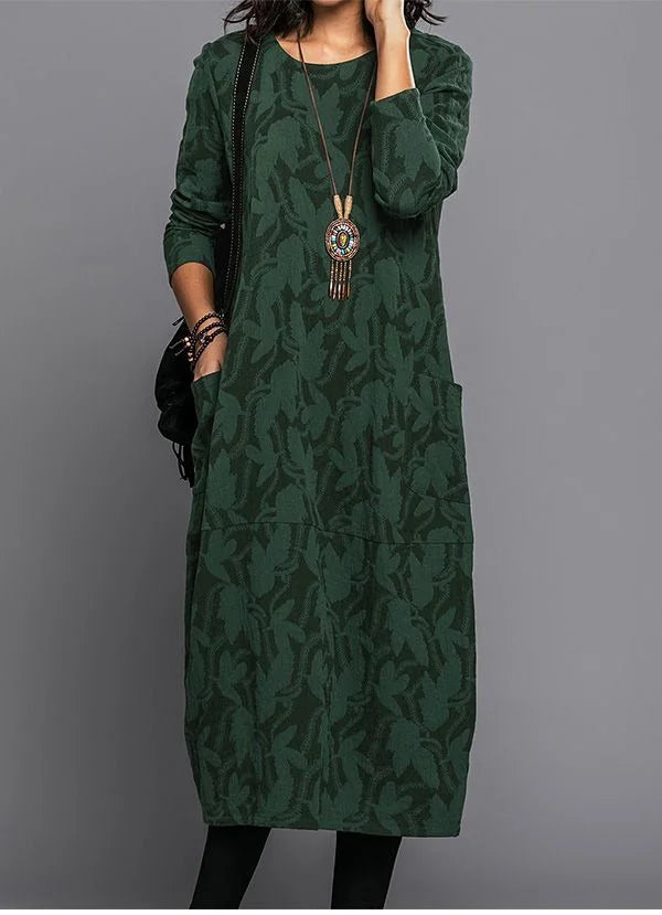 Long Sleeve Midi Dress with Pockets