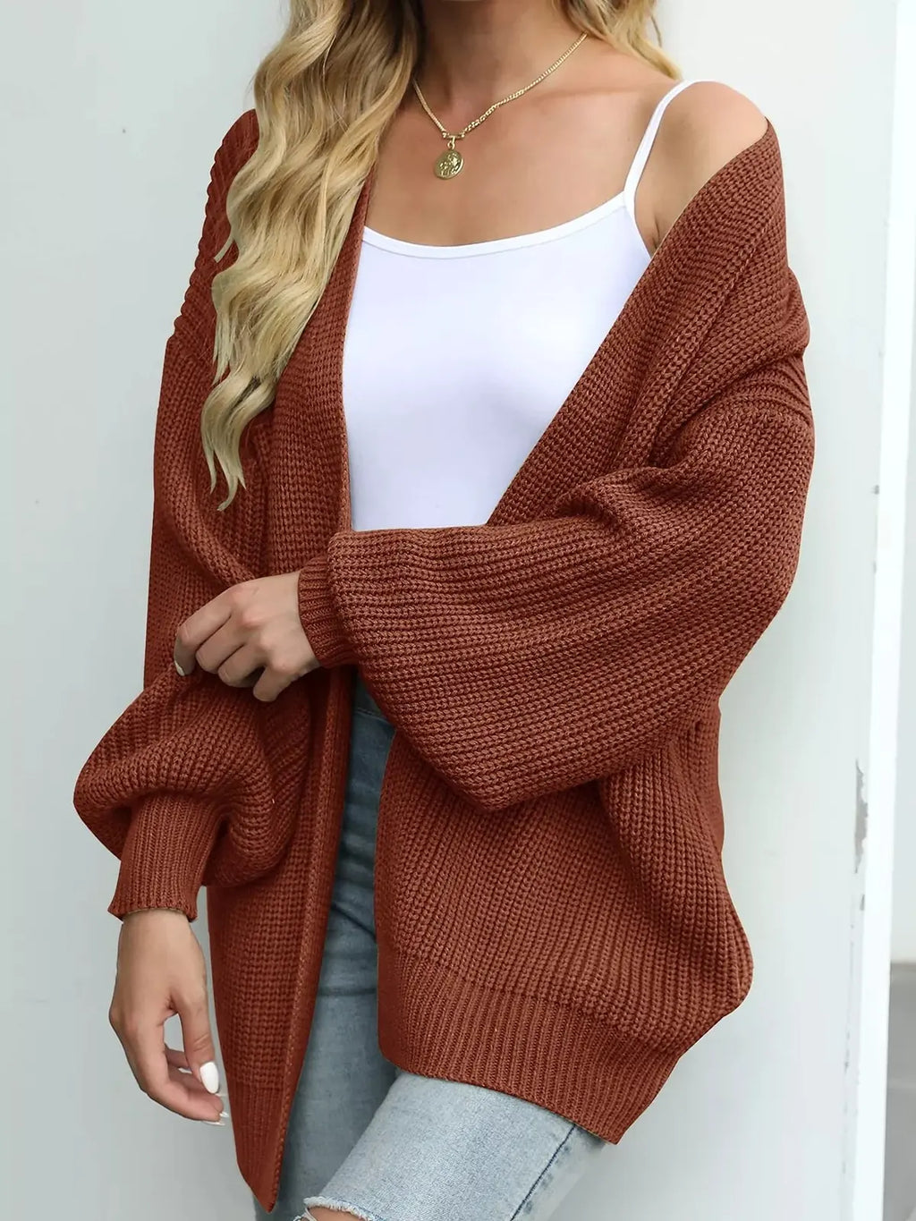 Paloma Chunky Knit Cardigan for Women - Coffee