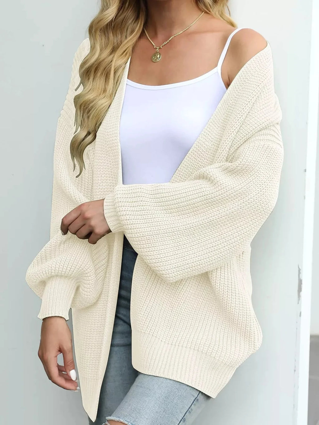 Paloma Chunky Knit Cardigan for Women - White