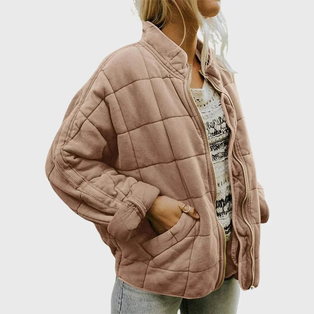 Quilted Bomber Jacket – Green Oversized Padded Zip-Up
