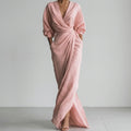 Ruched Wrap Front Long Sleeve Maxi Dress