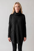 Sweater Dress Women – Black Chunky Knit Funnel Neck Dress