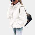 Tessa Chunky Knit Turtleneck Sweater for Women - Oversized Popcorn Texture Pullover