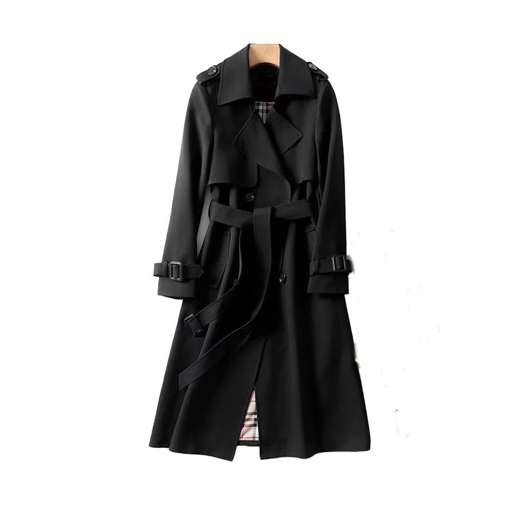 Trench Coat – Camel Double-Breasted Belted Mid-Calf