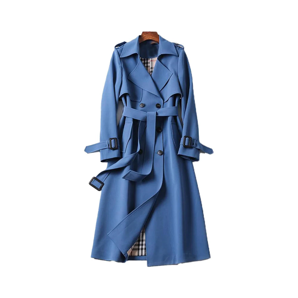 Trench Coat – Camel Double-Breasted Belted Mid-Calf