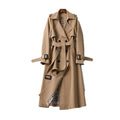 Trench Coat – Camel Double-Breasted Belted Mid-Calf
