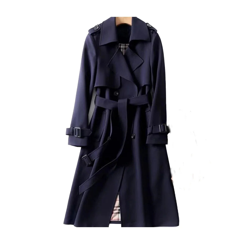 Trench Coat – Camel Double-Breasted Belted Mid-Calf