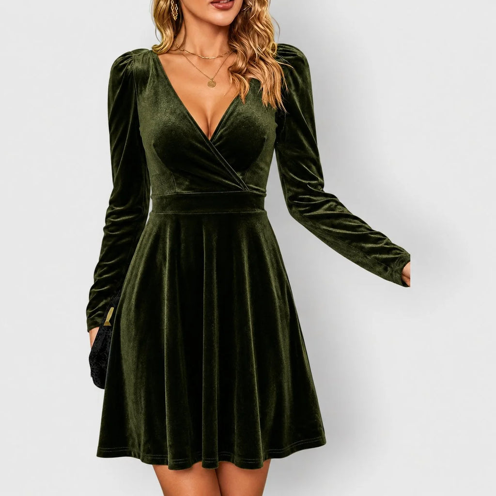 velvet christmas dress – Green