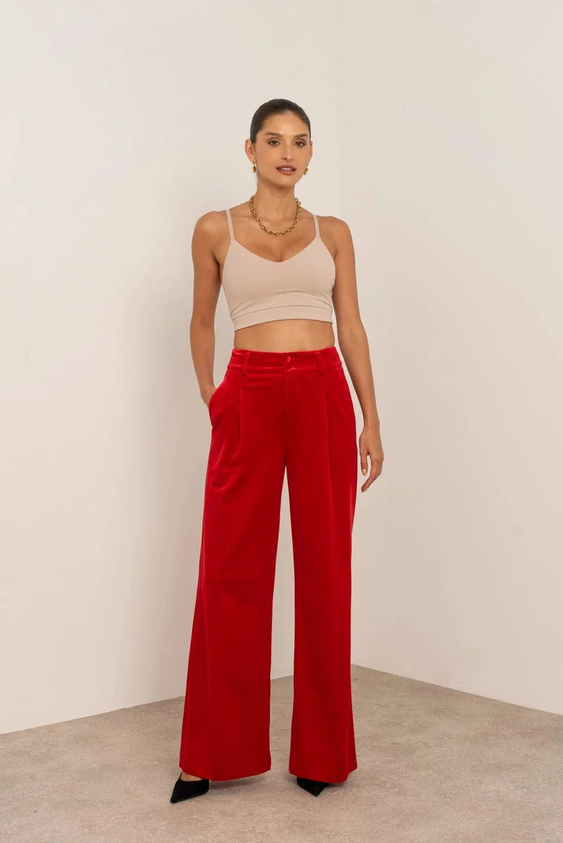 Velvet Pants Women – Light Brown Wide Leg Velvet Palazzo Pants