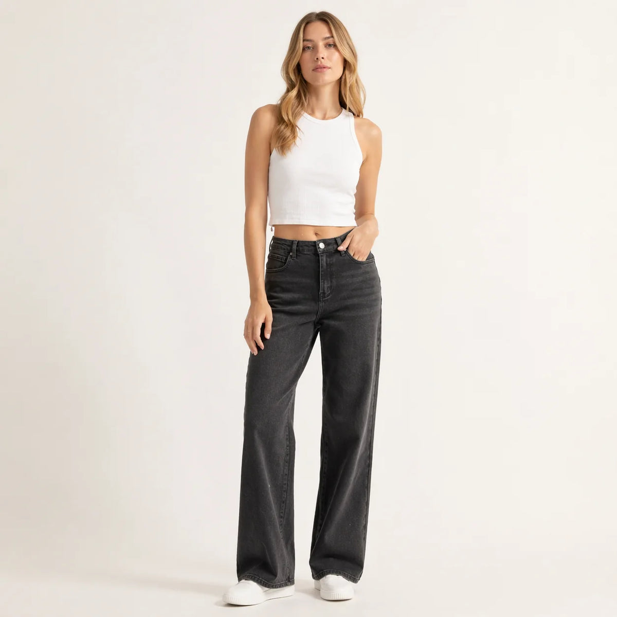 Wide Leg Jeans – Black High Waisted Stretch Denim Jeans Women | Auburn Row