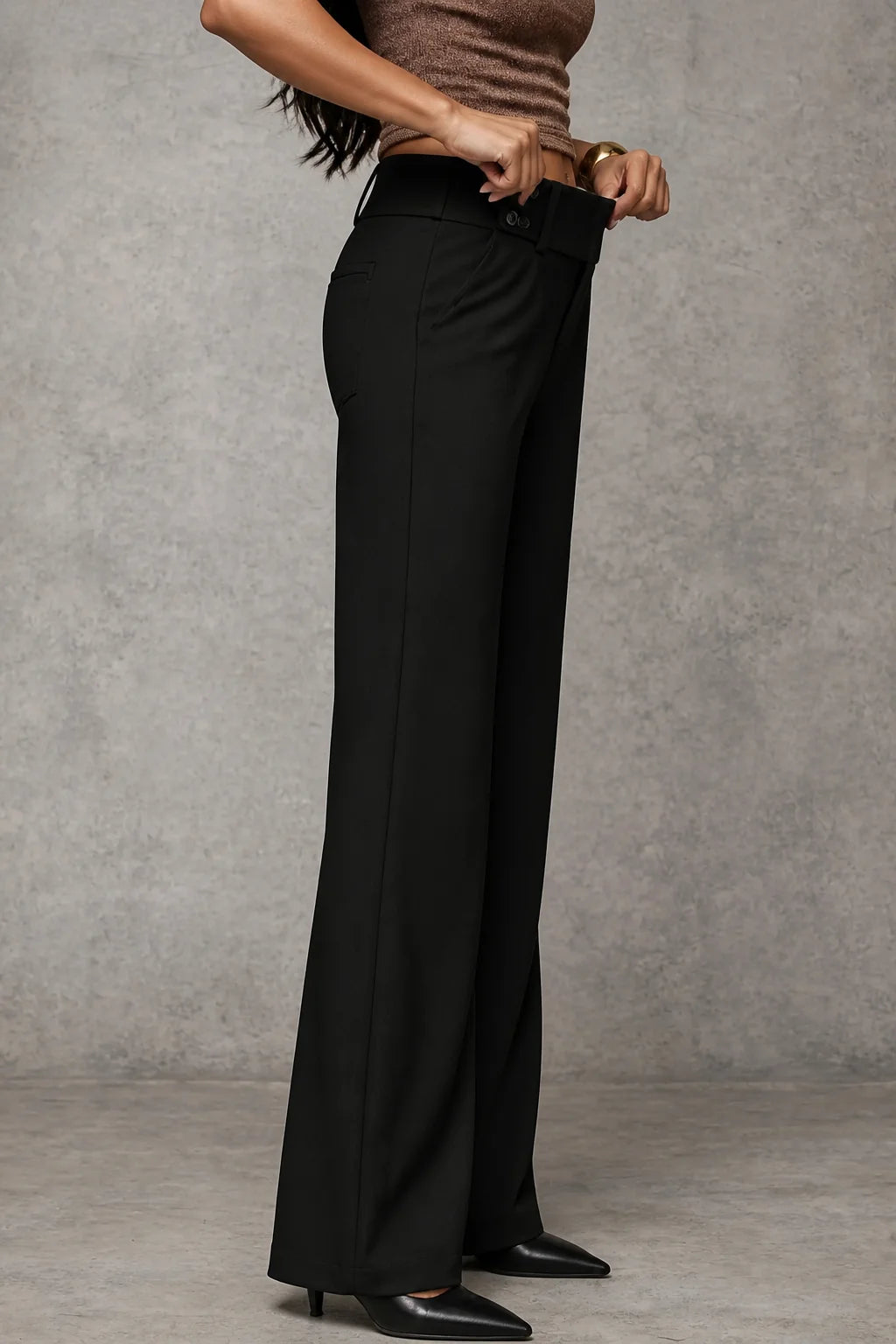 Wide Leg Pants – Coffee High-Waisted Tailored