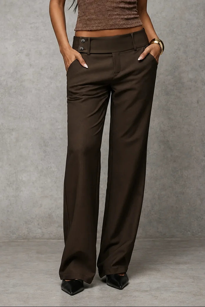 Wide Leg Pants – Coffee High-Waisted Tailored