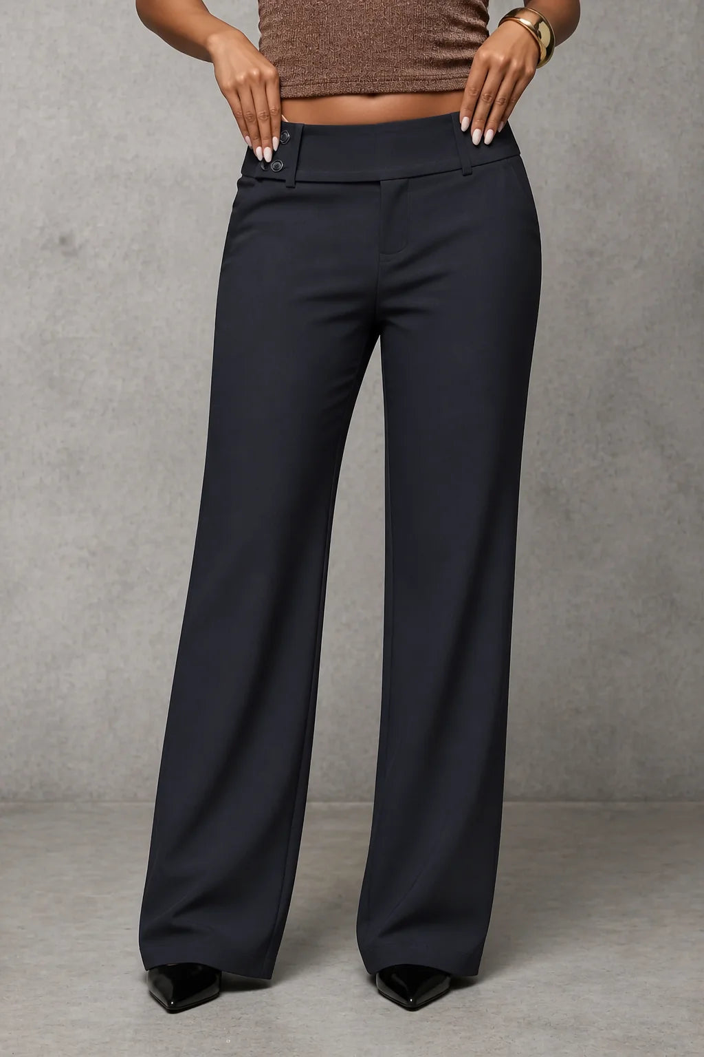 Wide Leg Pants – Coffee High-Waisted Tailored