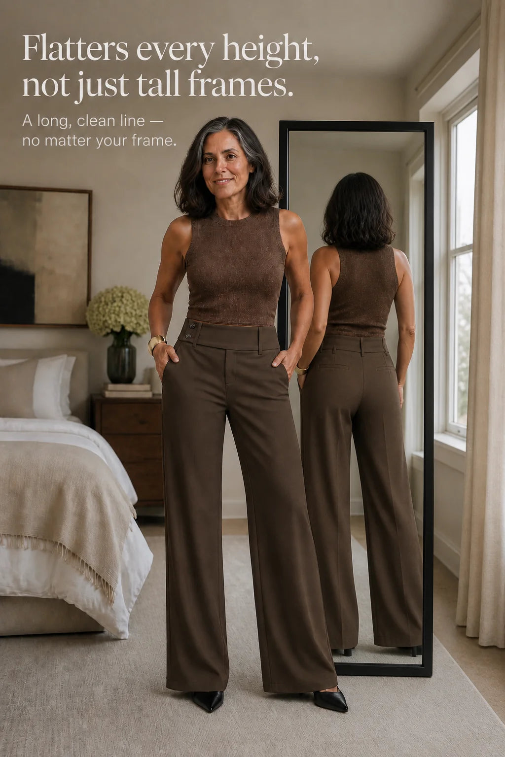 Wide Leg Pants – Coffee High-Waisted Tailored