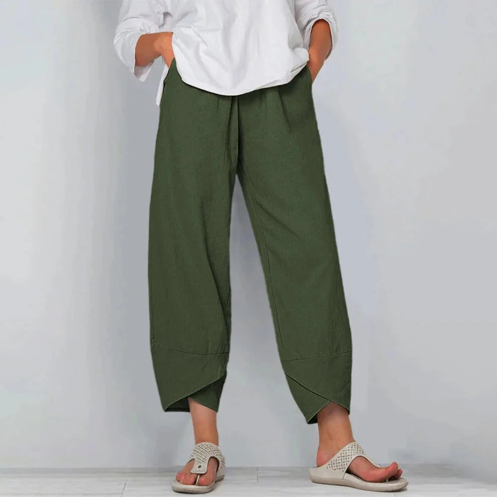 Wide Leg Pants – Navy Relaxed Barrel Pull-On
