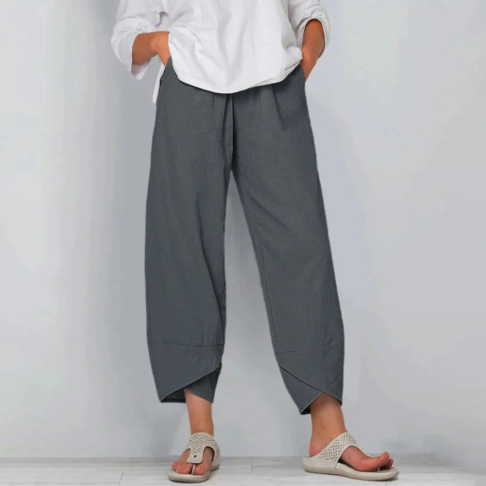 Wide Leg Pants – Navy Relaxed Barrel Pull-On