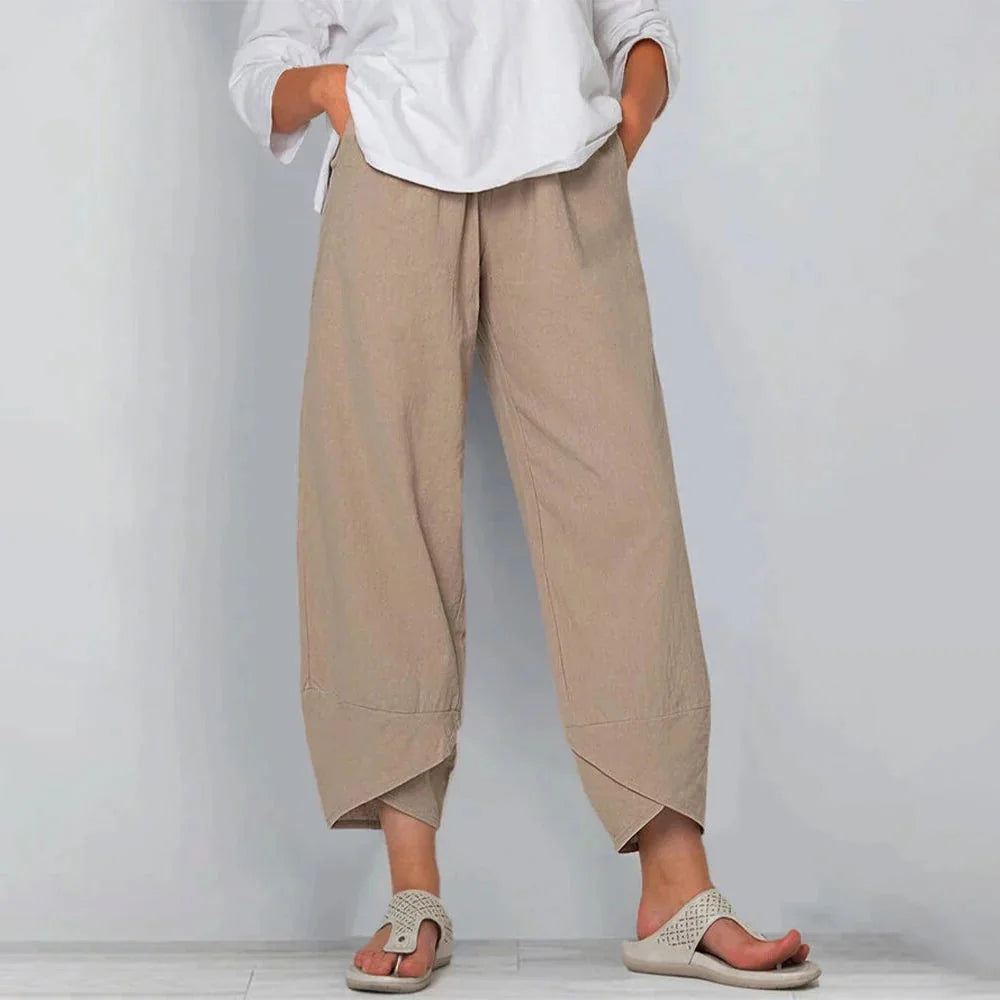 Wide Leg Pants – Navy Relaxed Barrel Pull-On
