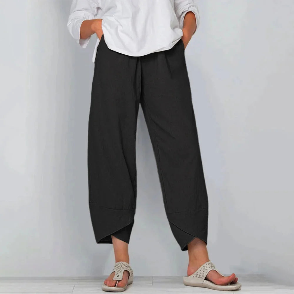 Wide Leg Pants – Navy Relaxed Barrel Pull-On