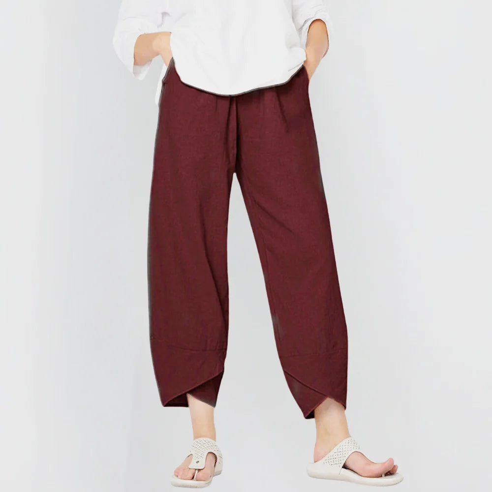 Wide Leg Pants – Navy Relaxed Barrel Pull-On