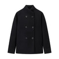 Wool Blend Coat Double Breasted Boxy