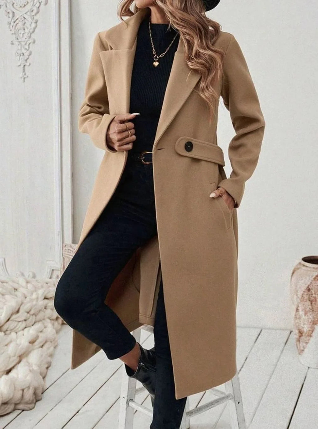 wool coat women long – Gray