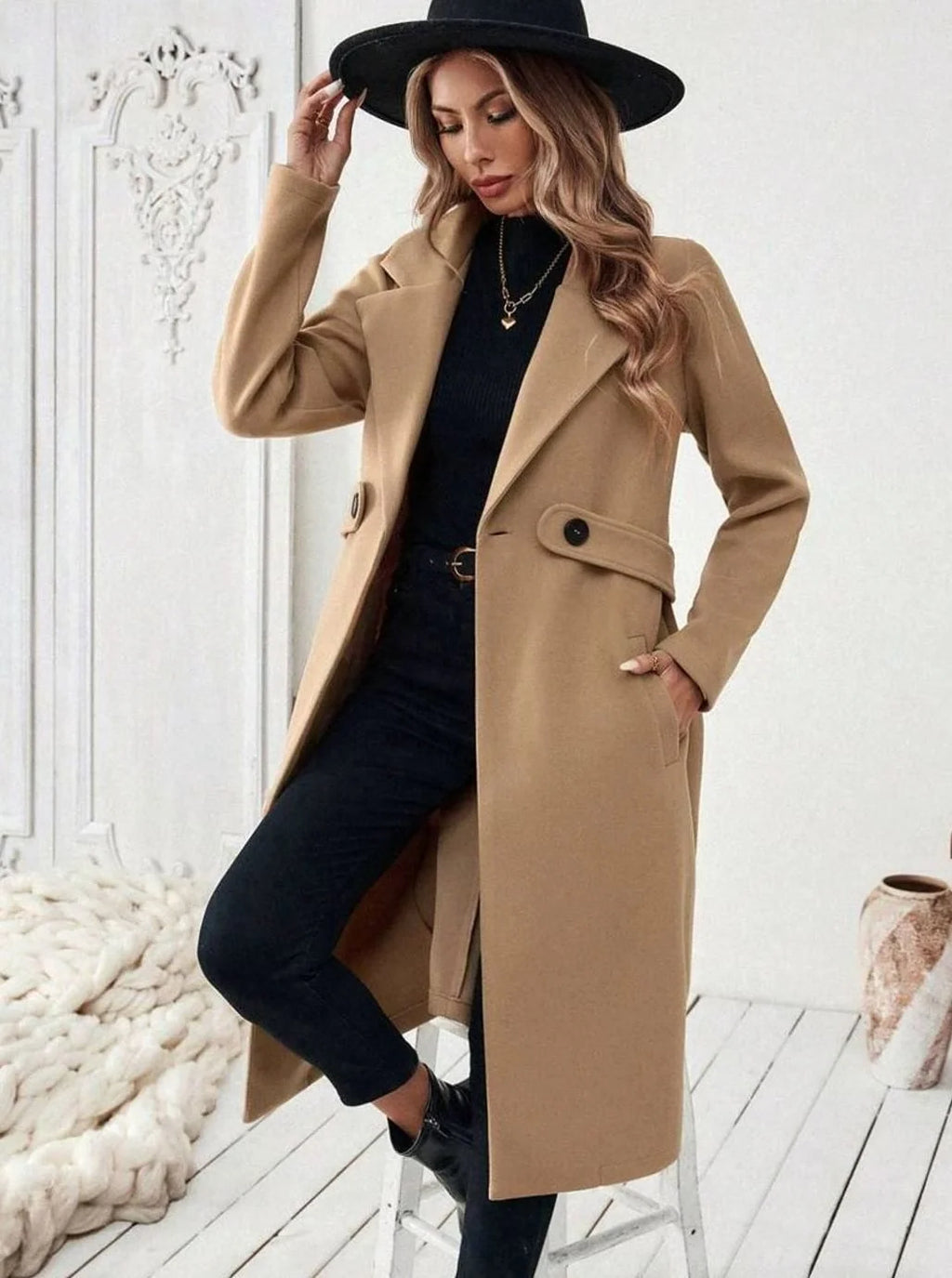 wool coat women long – Gray