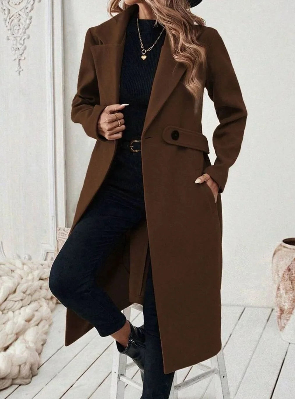 wool coat women long – Gray