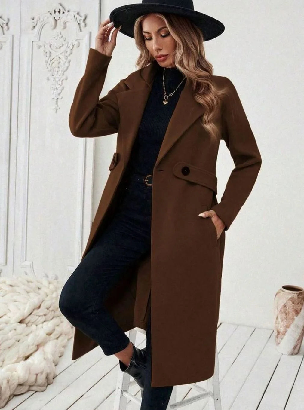wool coat women long – Gray