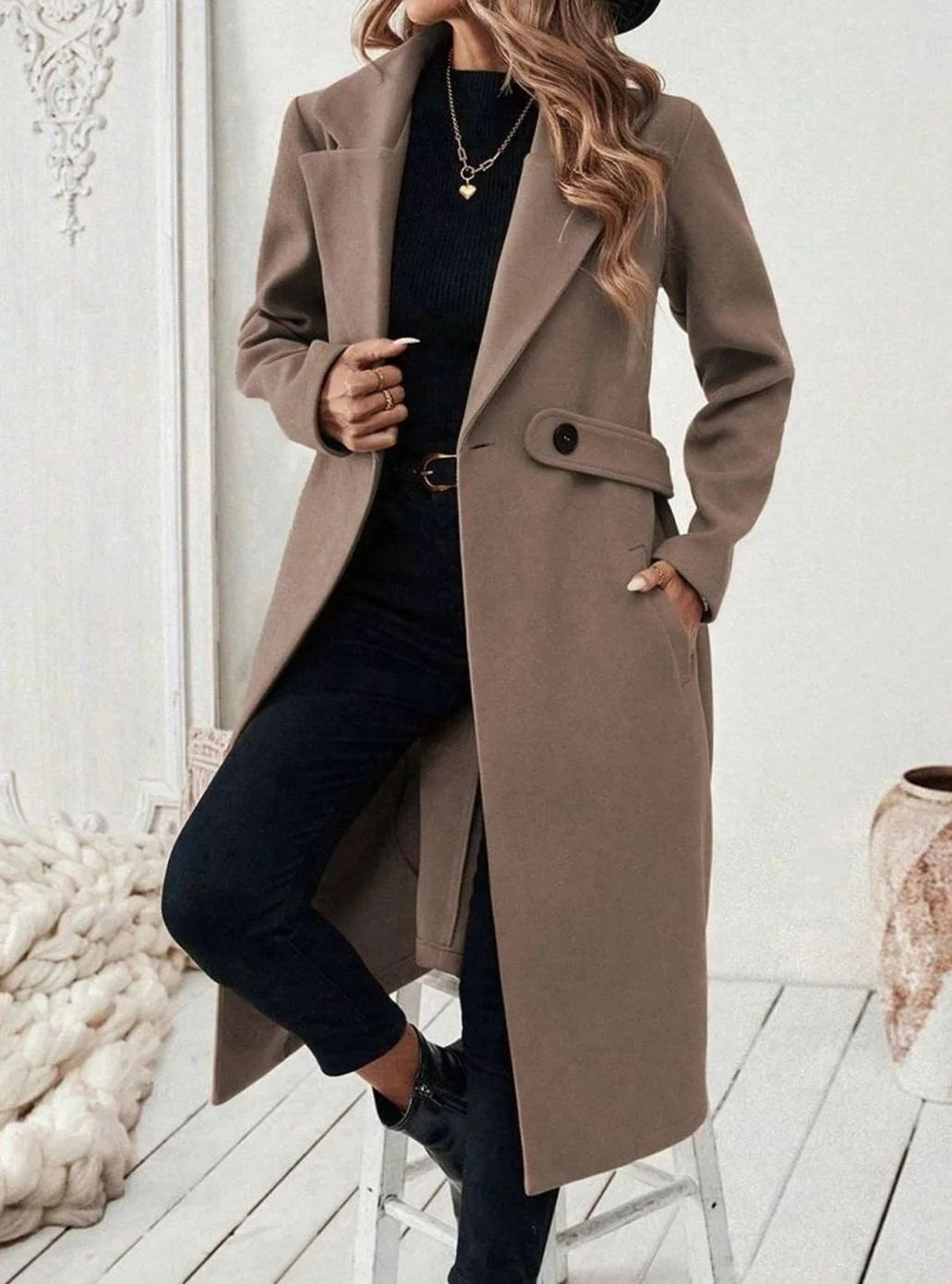 wool coat women long – Gray