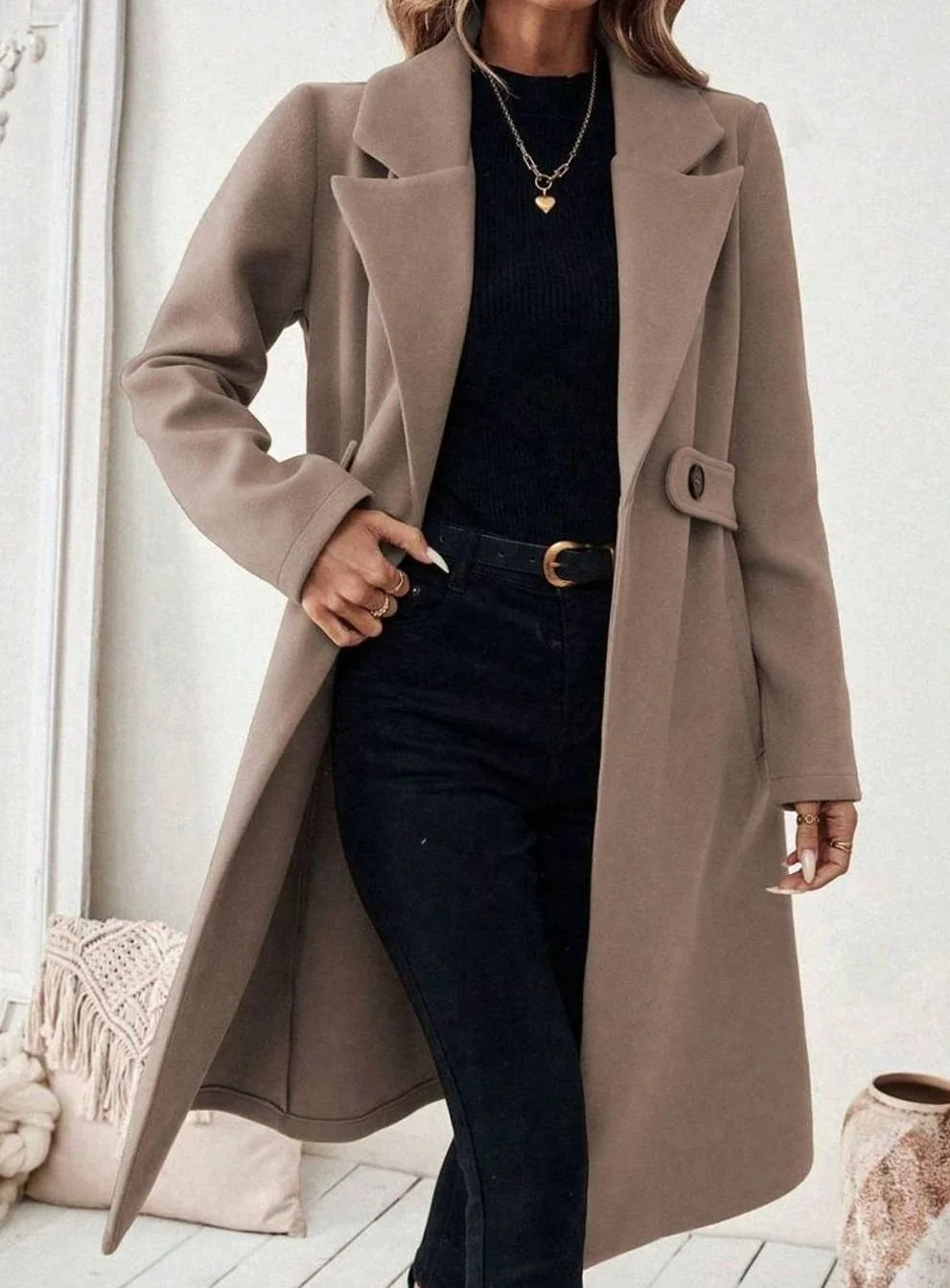 wool coat women long – Gray