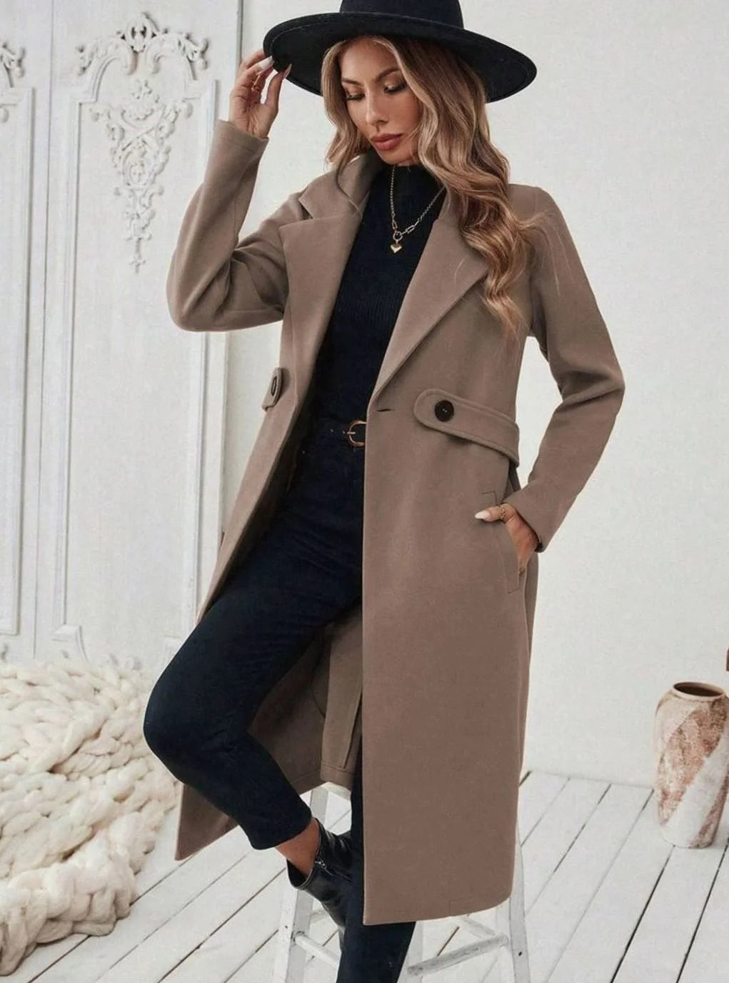 wool coat women long – Gray