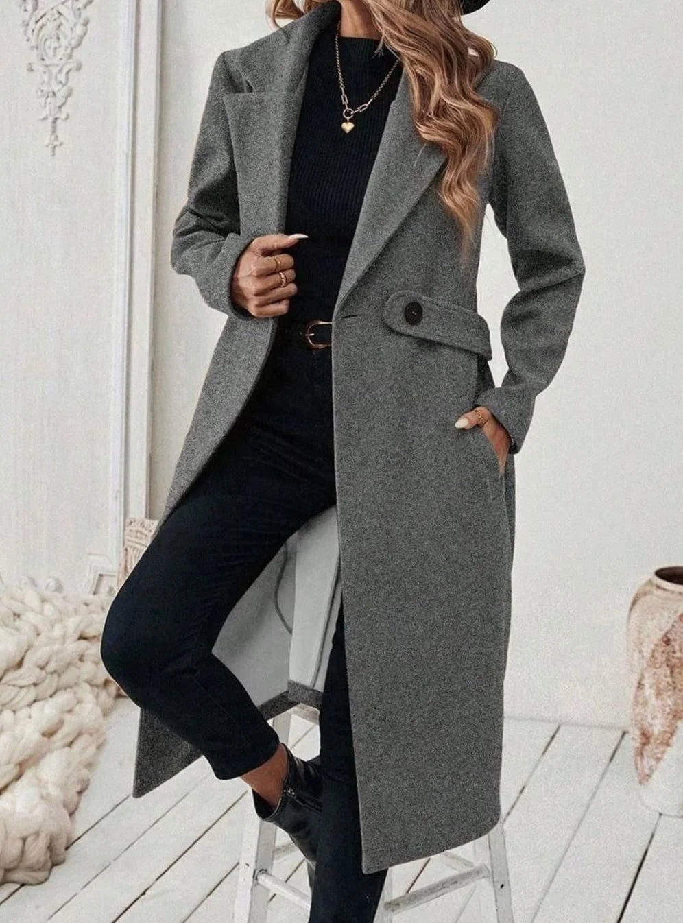 wool coat women long – Gray