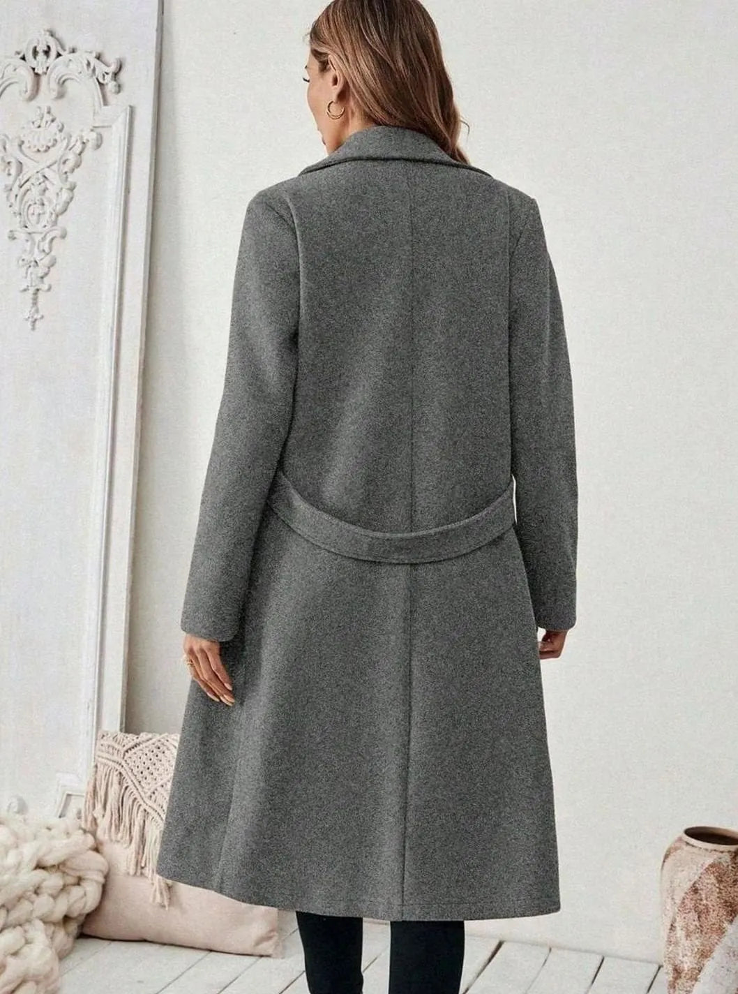 wool coat women long – Gray