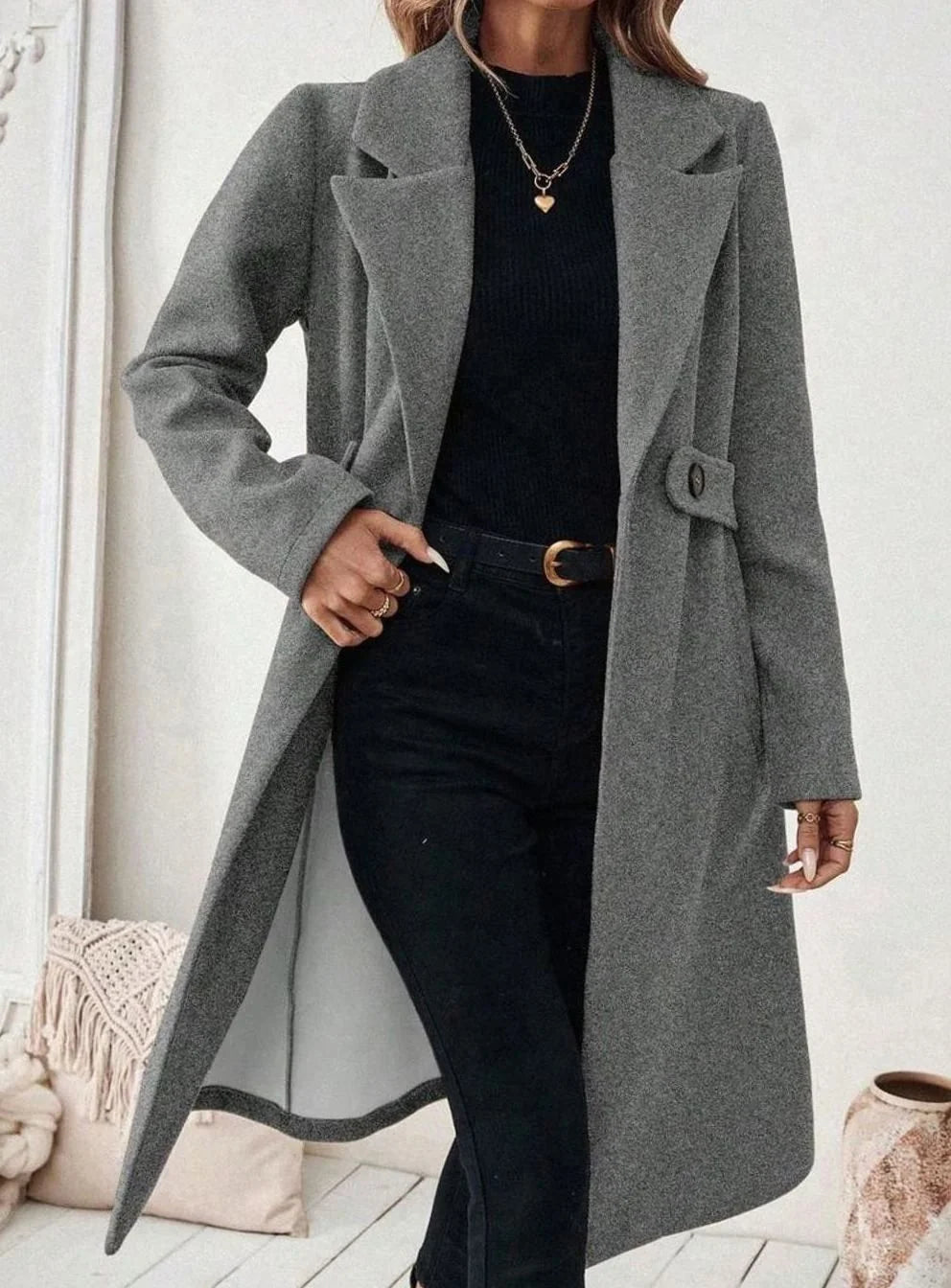 wool coat women long – Gray