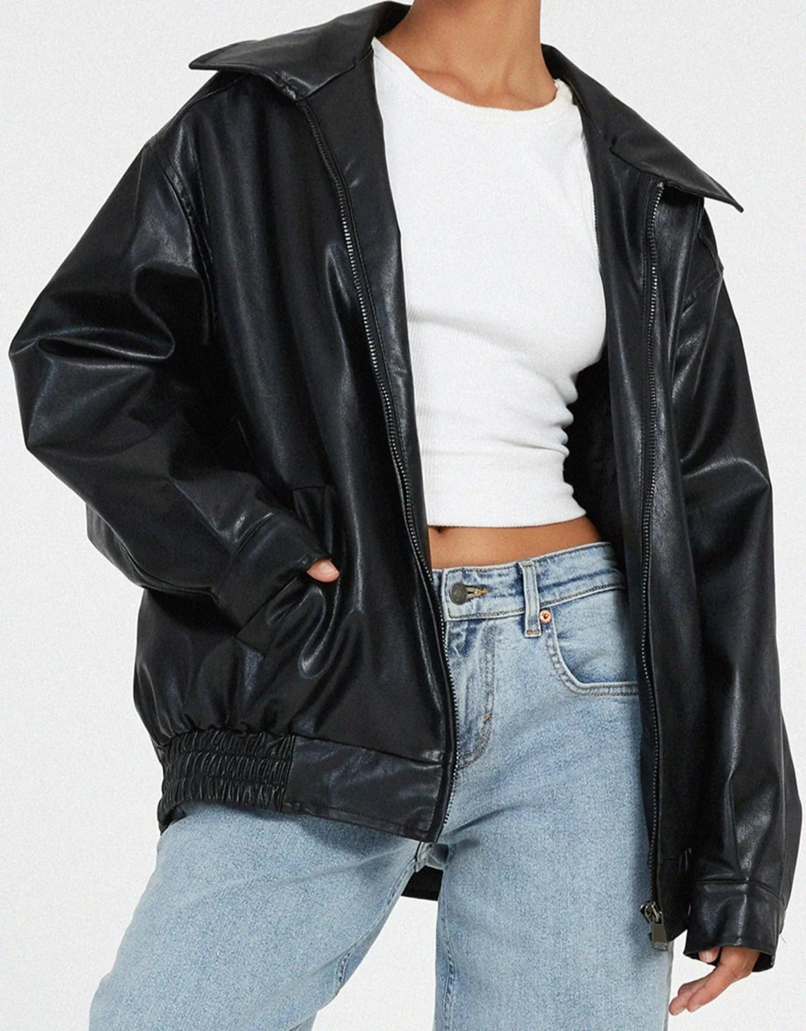 Bomber Jacket with Point Collar — source product view