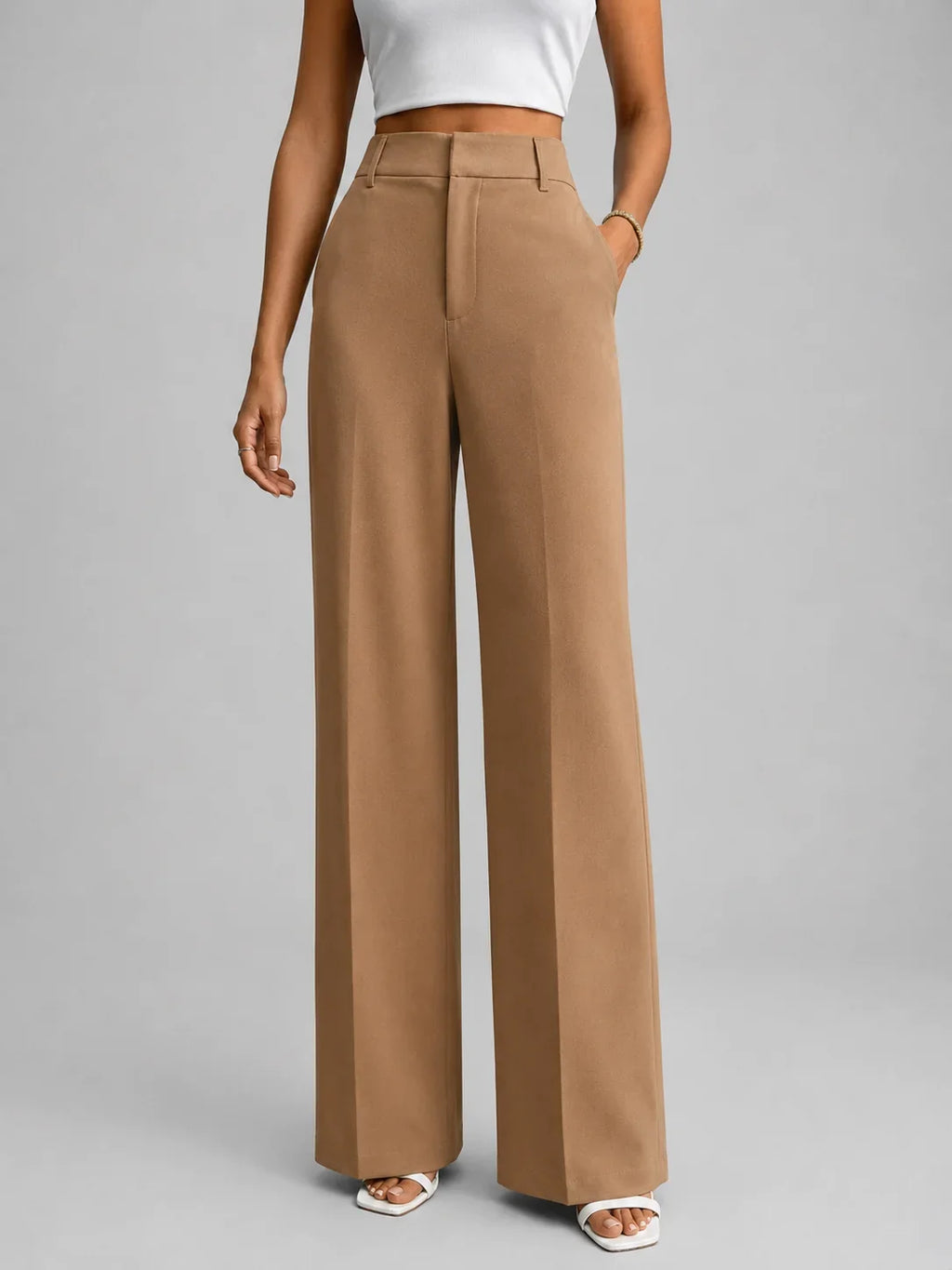 Wide Leg Pants - High Waisted Tailored Trousers - Product view 1
