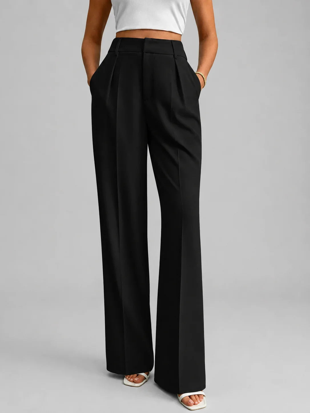 Wide Leg Pants - High Waisted Tailored Trousers - Product view 2