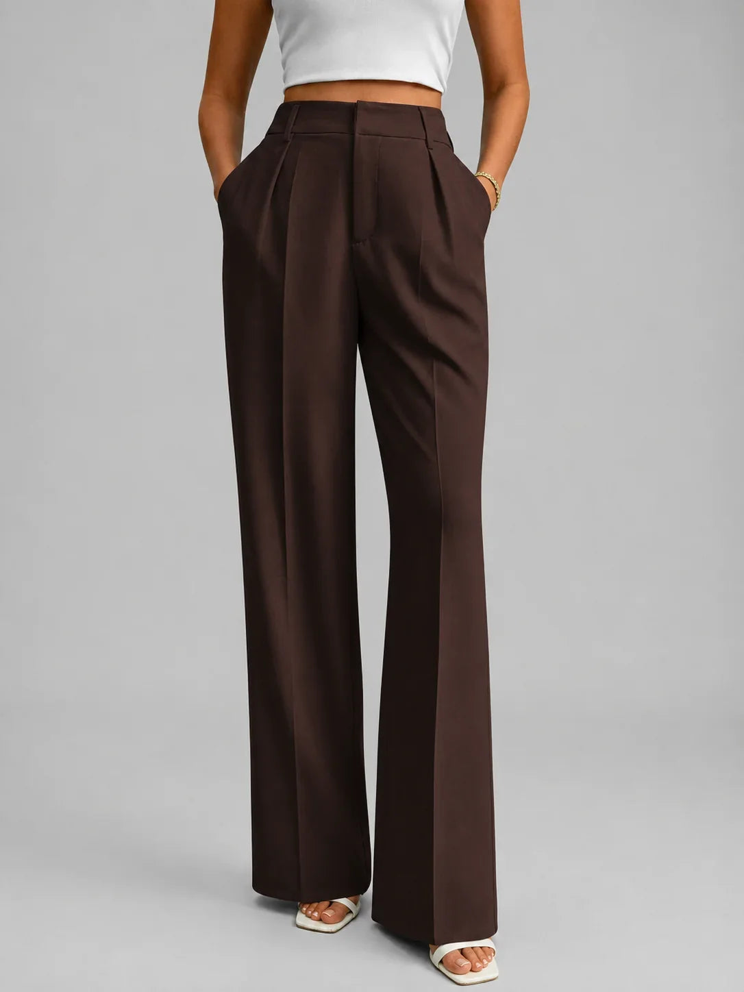 Wide Leg Pants - High Waisted Tailored Trousers - Product view 3
