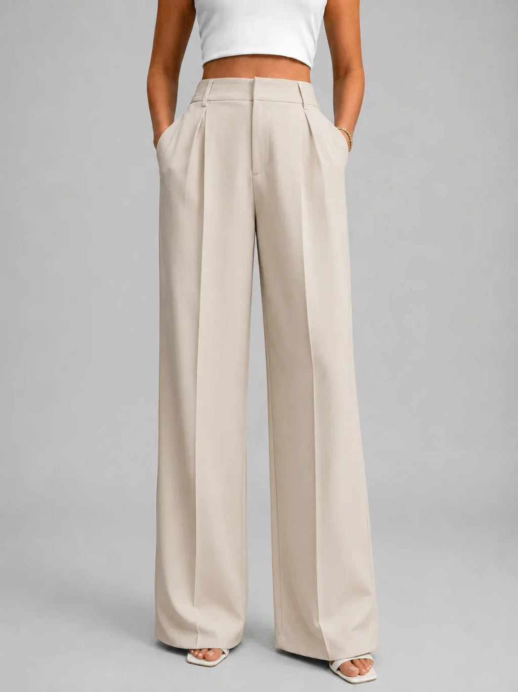 Wide Leg Pants - High Waisted Tailored Trousers - Product view 4