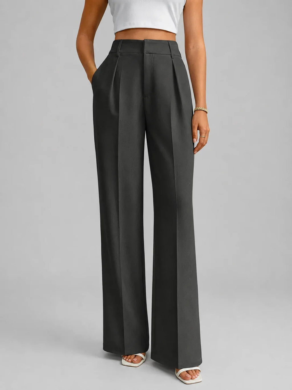 Wide Leg Pants - High Waisted Tailored Trousers - Product view 6