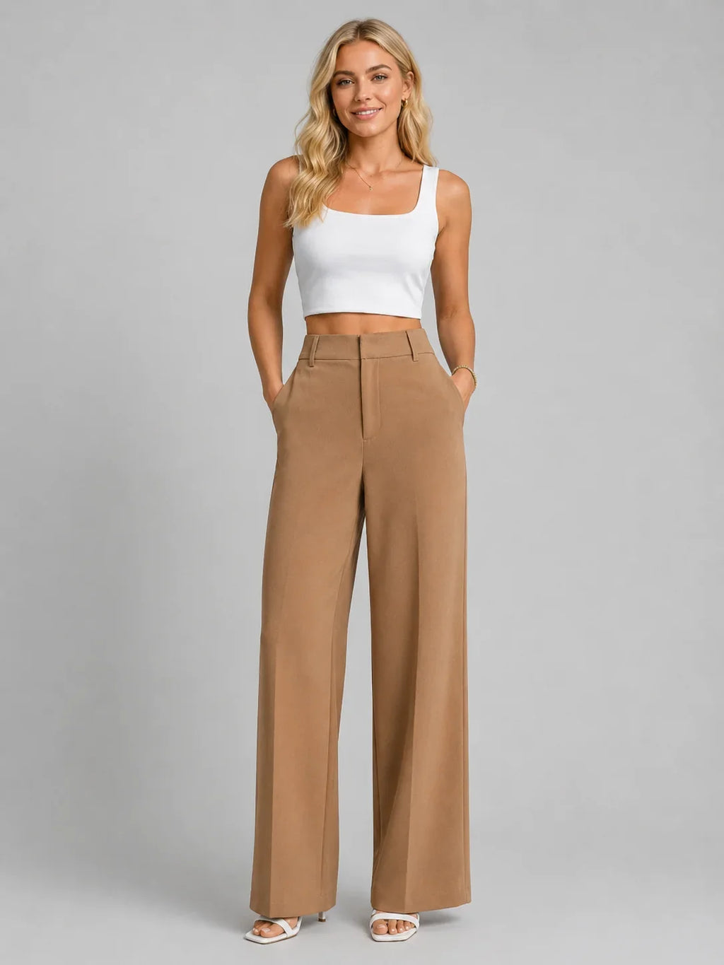 Wide Leg Pants - High Waisted Tailored Trousers - Product view 8