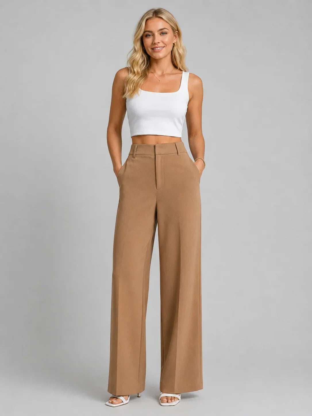 Wide Leg Pants - High Waisted Tailored Trousers - Product view 8