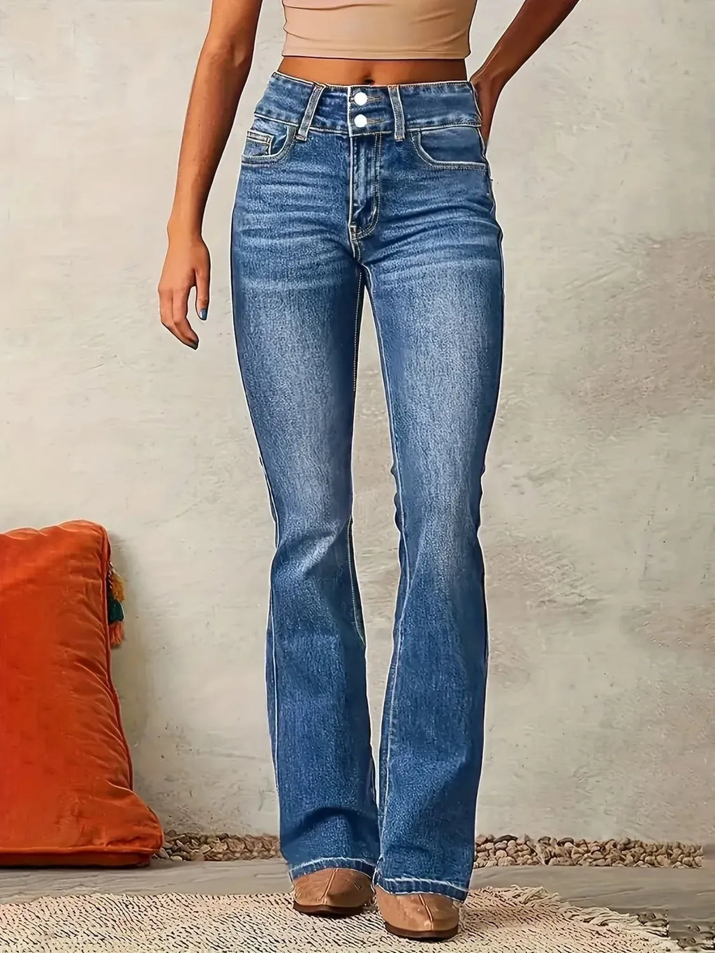 Bootcut Jeans - High Waisted Flared Denim - Product view 2