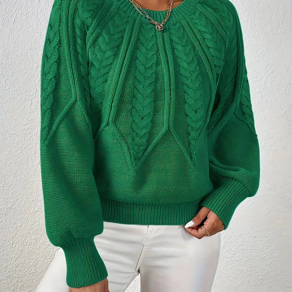 womens cable knit sweater – Green