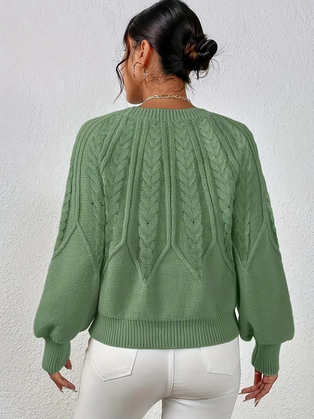 womens cable knit sweater – Matcha