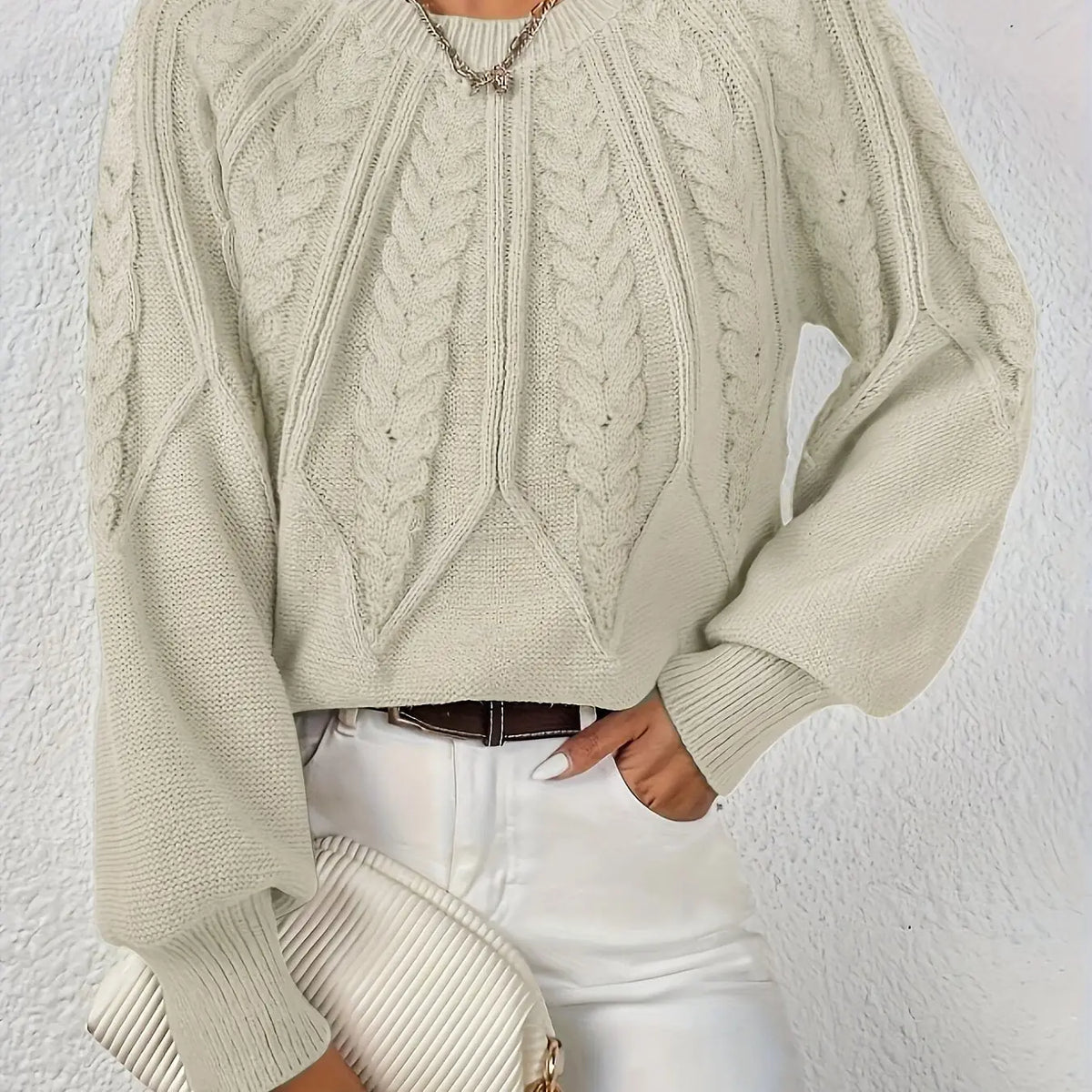 womens cable knit sweater – Matcha