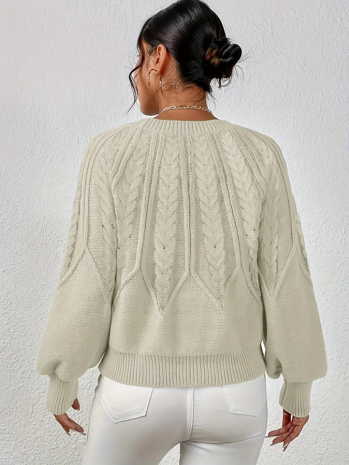 womens cable knit sweater – Matcha