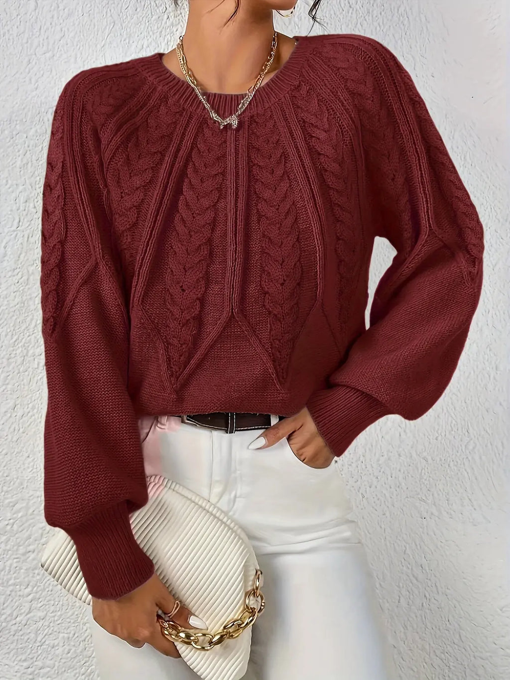 womens cable knit sweater – Matcha