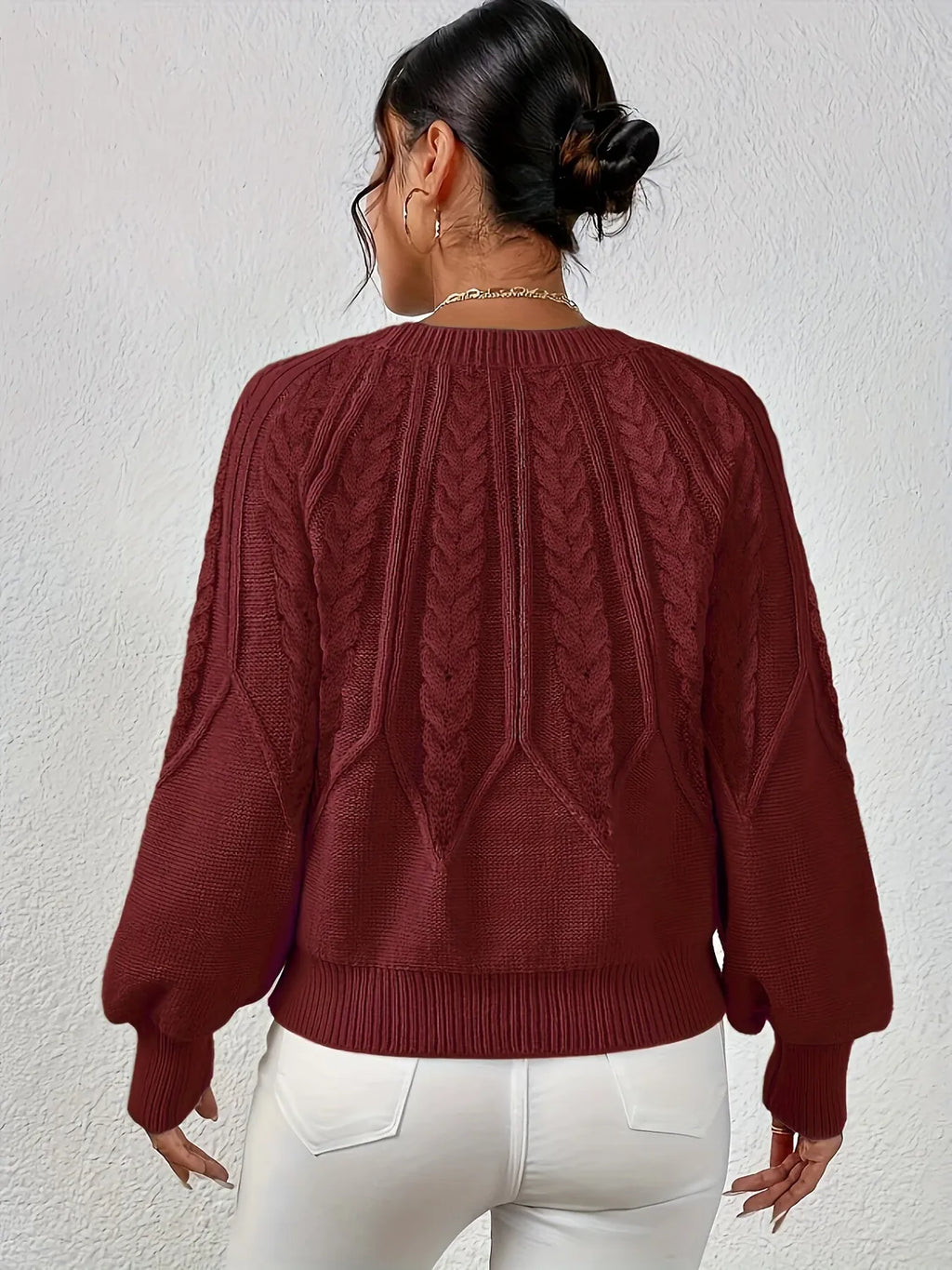womens cable knit sweater – Matcha