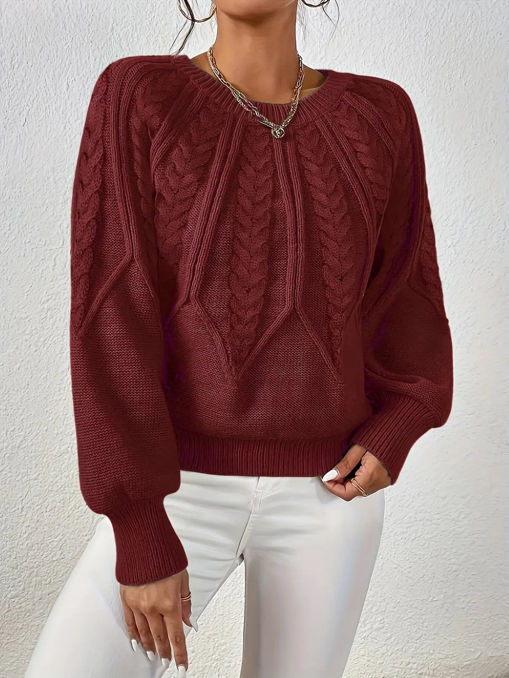 womens cable knit sweater – Matcha